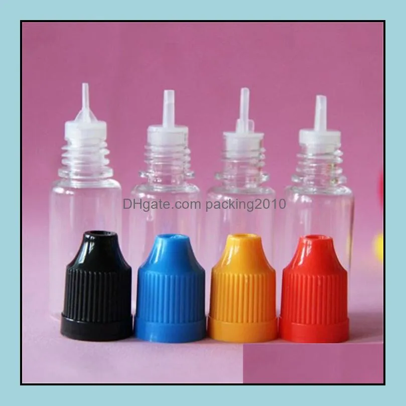 プロモーション高品質のプラスチックエリキッドボトル5ml 10ml 15ml 20ml 30ml PET CHILD PROFITボトル長くて薄いヒントドロップ配達2021パッキング