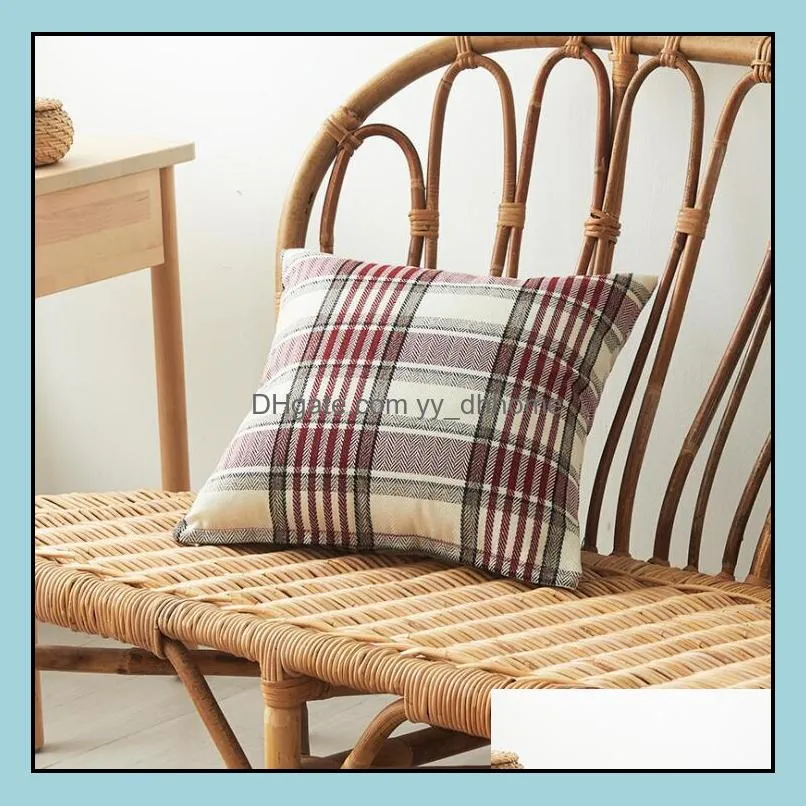 plaid pillow case covers cushion cover square stripe pillowcase home office sofa car decoration 45*45cm lxl670a