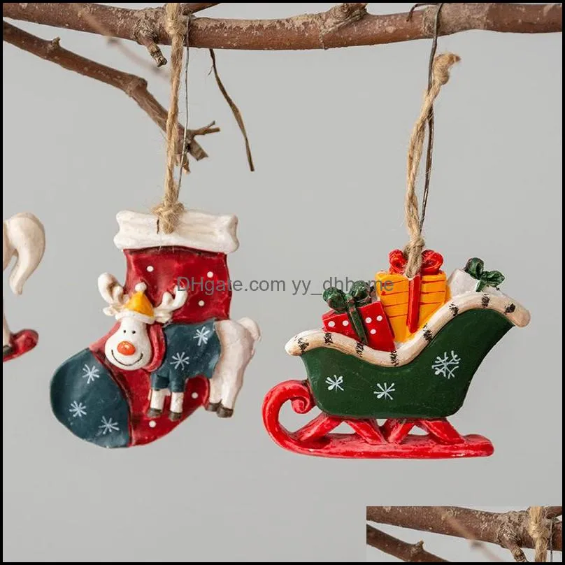 party supplies christmas resin small pendants xmax tree decoration accessories american retro pendant home decorations pae10866