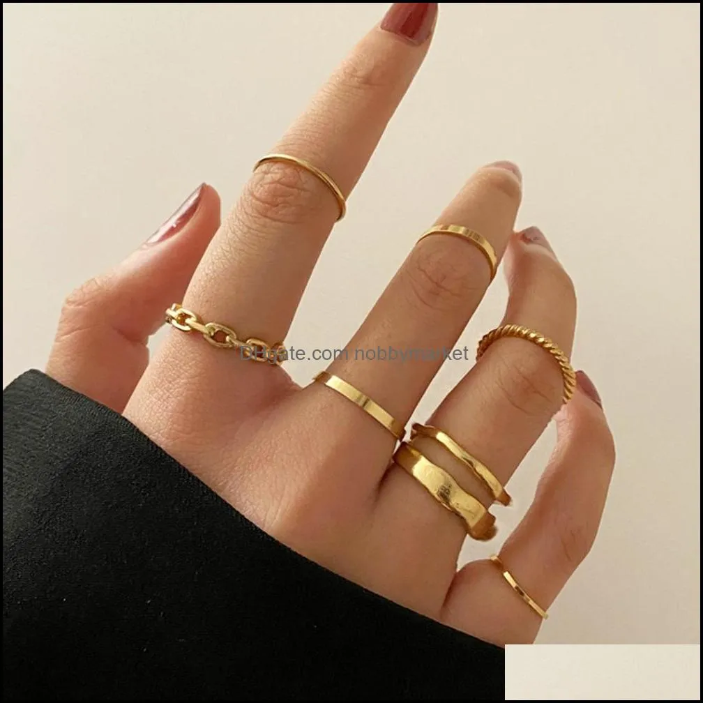 Joint Ring Wholesale Creative Personality Simple Stacking Combination Set 7 Piece Rings
