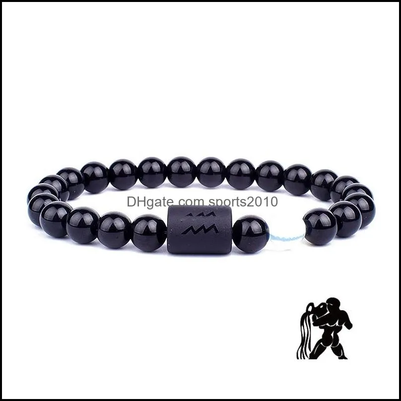 12 constellations strand bracelets natural black bead bracelet star sign constellation horoscope couple bracelet friendship sports2010