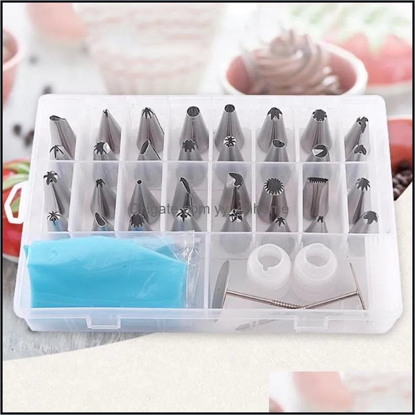 baking & pastry tools 38pcs/set stainless steel icing piping cake nozzles bag russian decorating tips for dessert