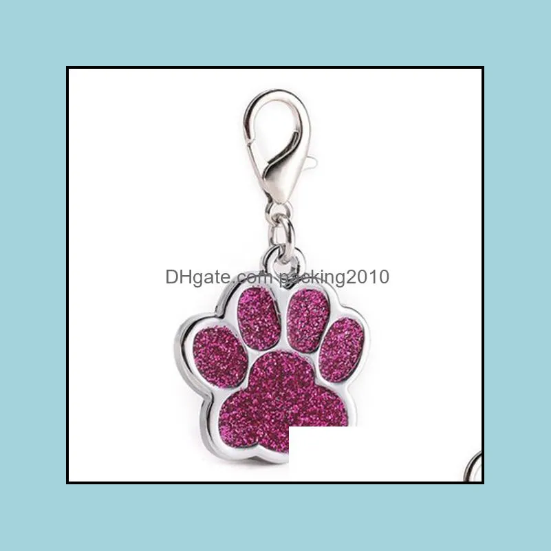 pet dog id tag paw shaped diy pendants cat collar tags pets alloy card blingbling clasp keychain supplies yfa2290