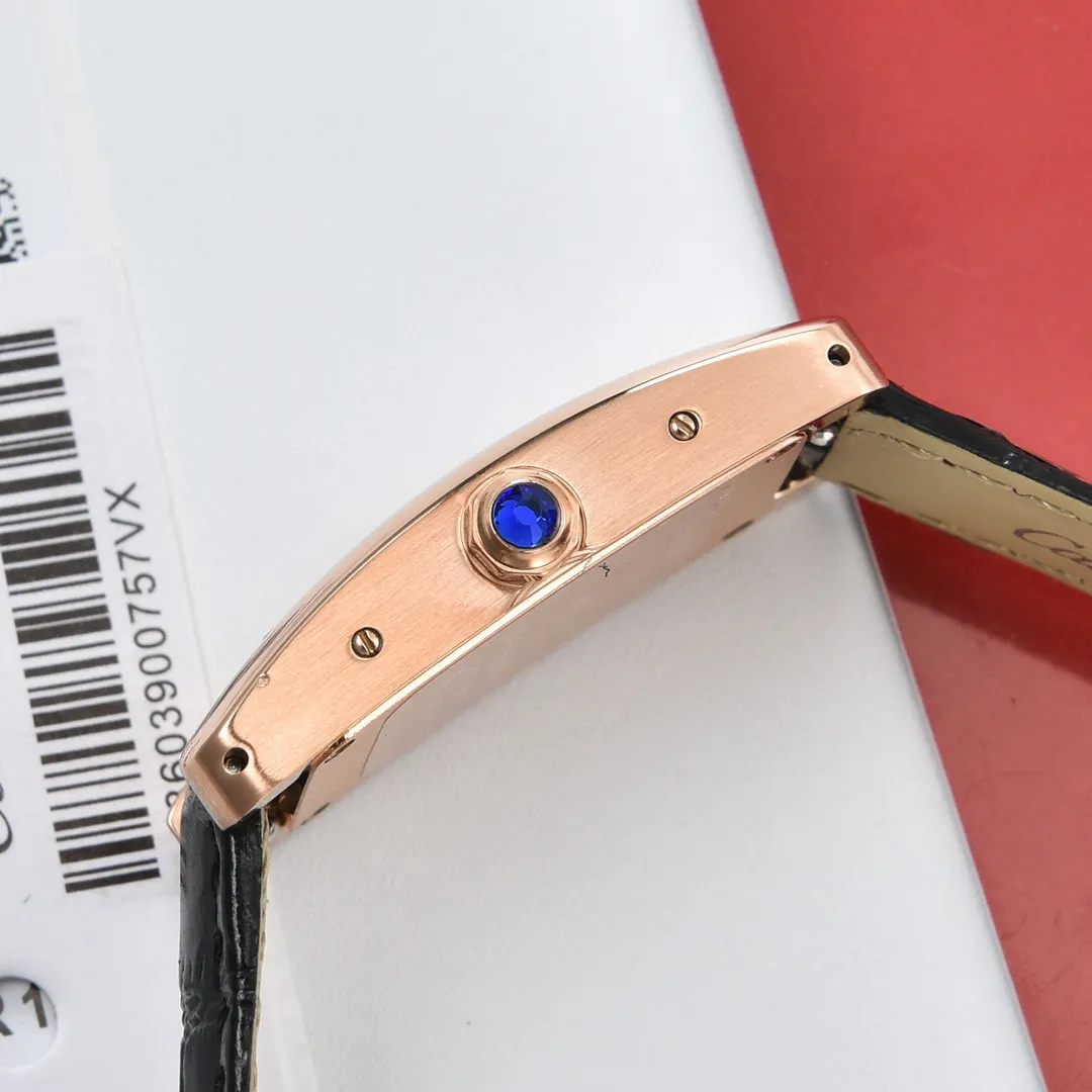 Nouvelle montre femme boîtier en or rose cadran blanc montre mouvement à Quartz montres habillées bracelet en cuir 08-32956