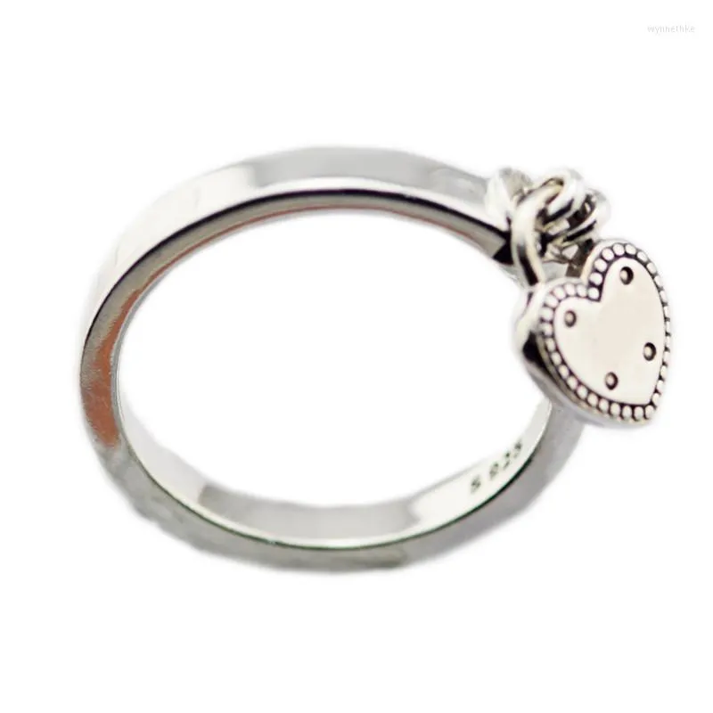 Clusterringen Love Lock Ring Sieraden Vrouw 925 Sterling Silver voor vrouwen Hart Dange Valentijnsdag Girls Accessoires Cluster Wynn22