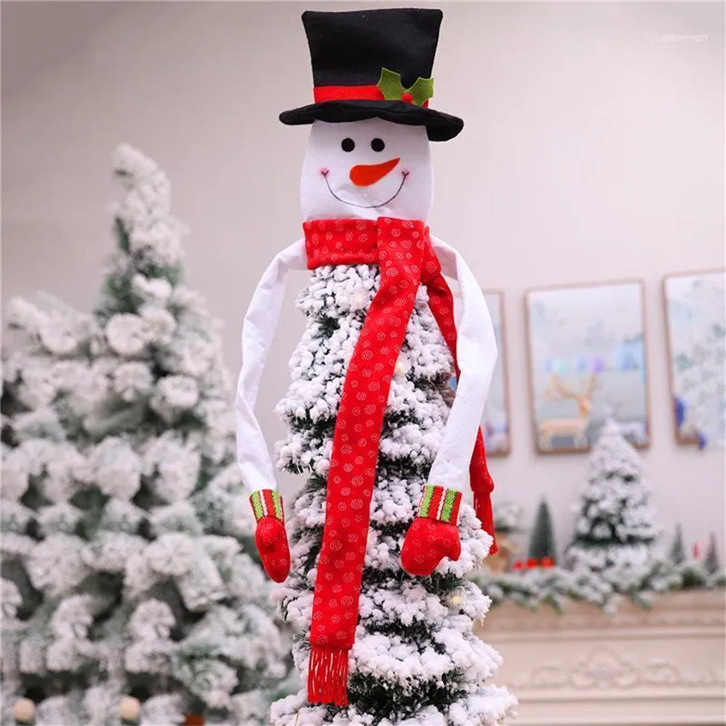 Noel Süslemeleri Kardan Adam Şapka Ağacı Topper Kapak Süsleri Noel Tatil Toppers Yaratıcı Süsler Sanat Dekoru