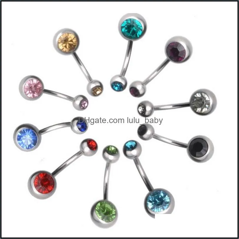 stainless steel double ball belly button ring 14g curved body piercing navel barbell for men and women