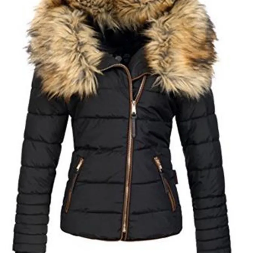 Ericdress slim faux fur zipper jacket on sale