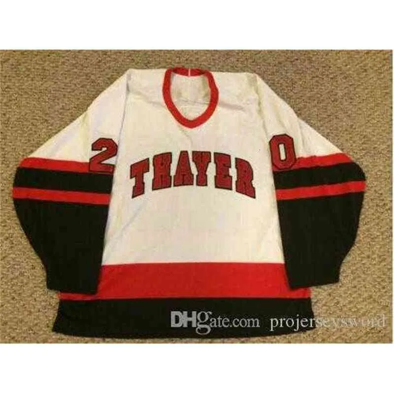 #20 Jeremy Roenick Thayer Academy High School Jersey 100% Stitched Embroidery s Hockey Jerseys White 