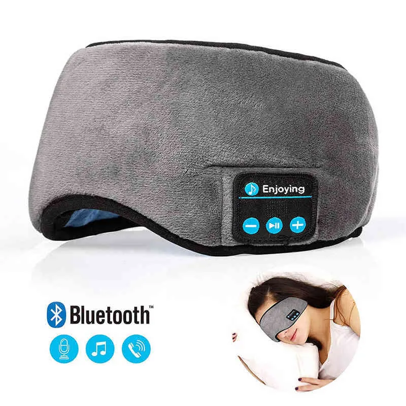 Casque de sommeil Bluetooth masque pour les yeux bandeau de sommeil doux élastique confortable sans fil musique écouteurs 220509