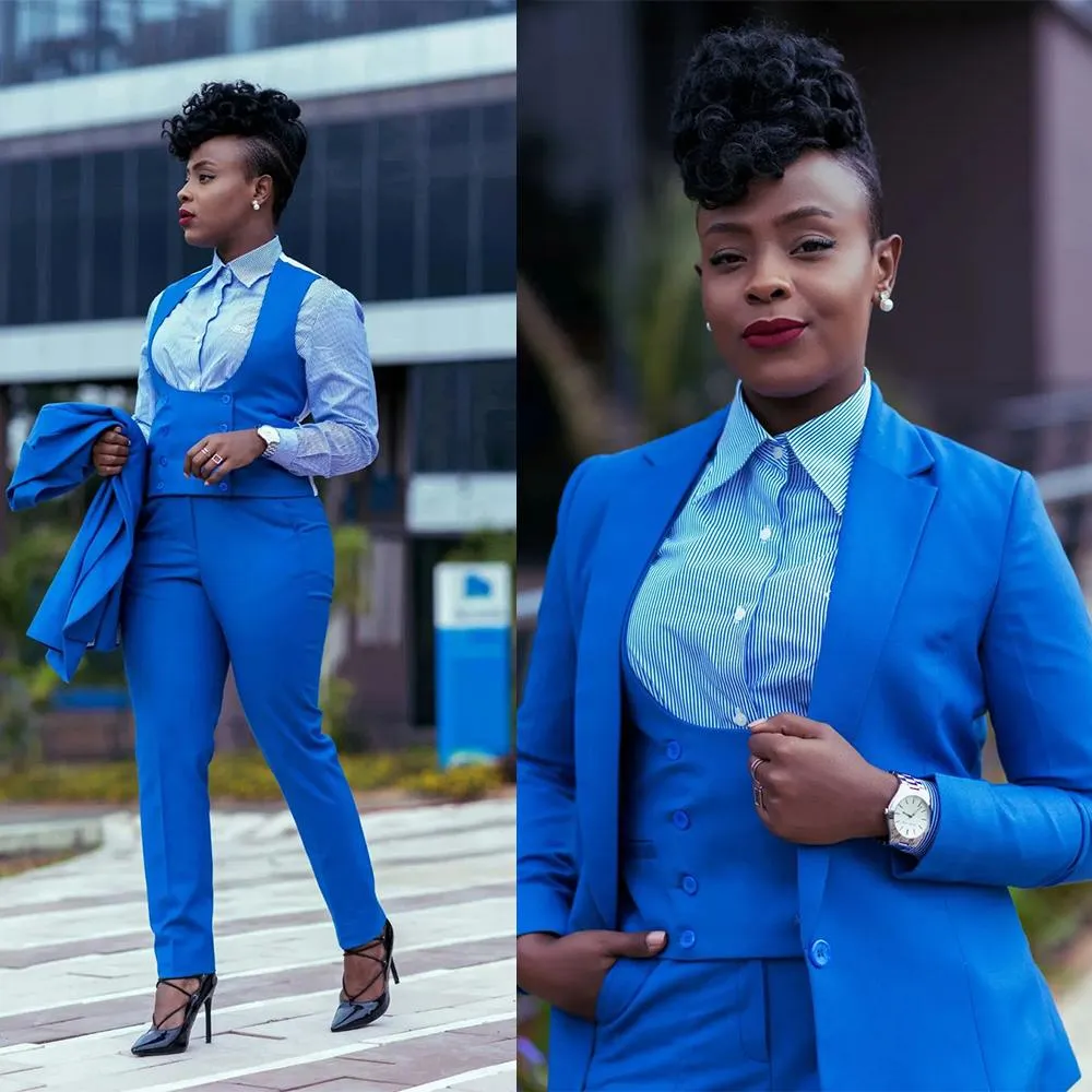 Royal Blue Plus Size Women Pants Suits Street Power For Wedding