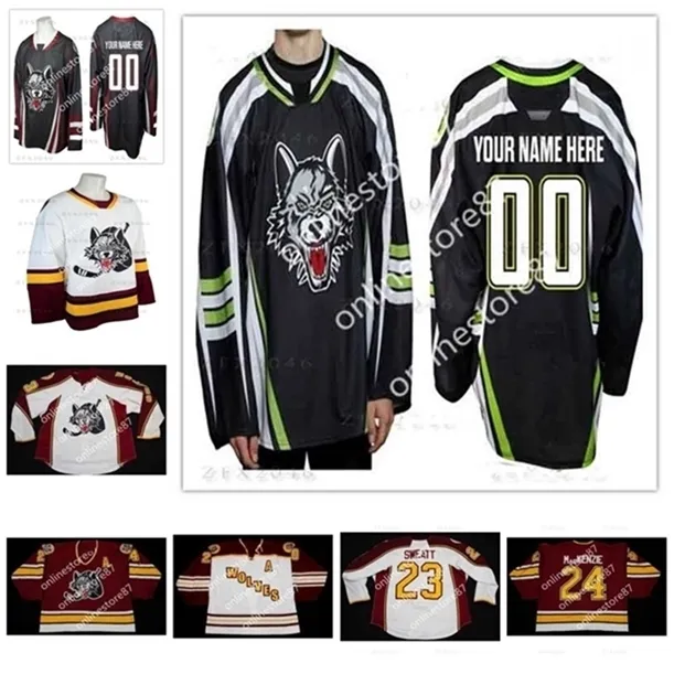 40men Chicago Wolves Young 23 Bill Sweatt 20 Darren Haydar 24 Derek Mackenzie Hokey Jersey Dikişli Özelleştirilmiş Herhangi Bir Adı Numbe Custo