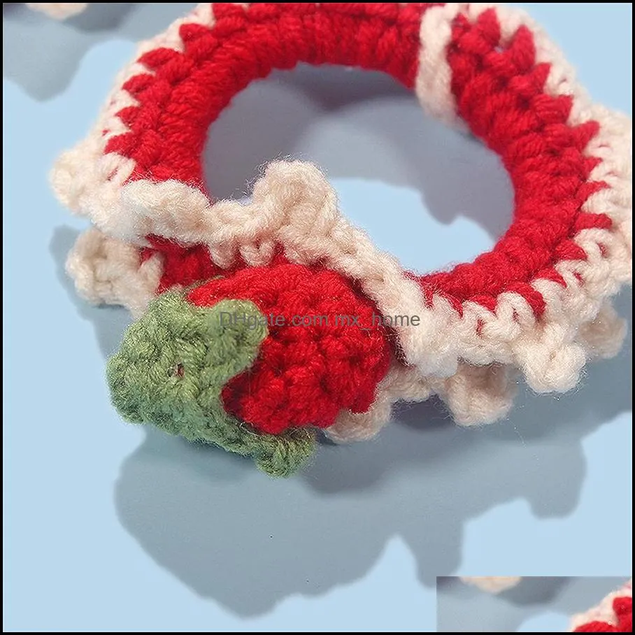 Novelty Items Strawberry Hair rope large intestine hair circle hand knitted wool binding rubber band ins creative girl headdress