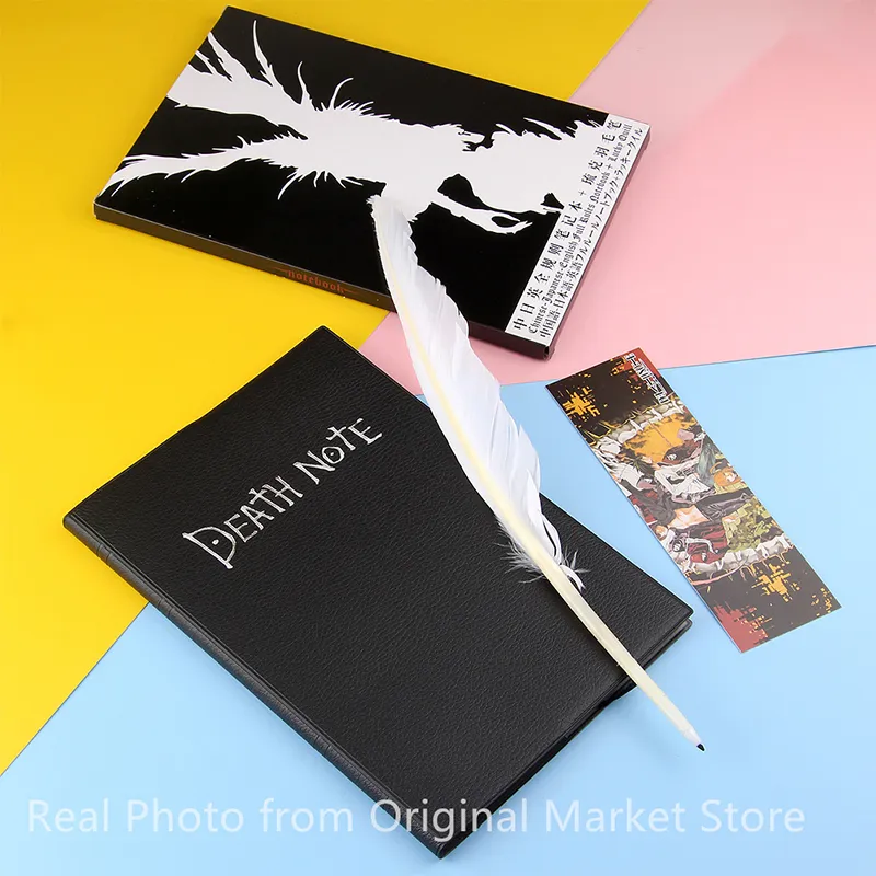A5 Anime Death Note Notebook & Feather Pen Set Leather Cover Book Animation  Art Writing Journal Death Note Notepad