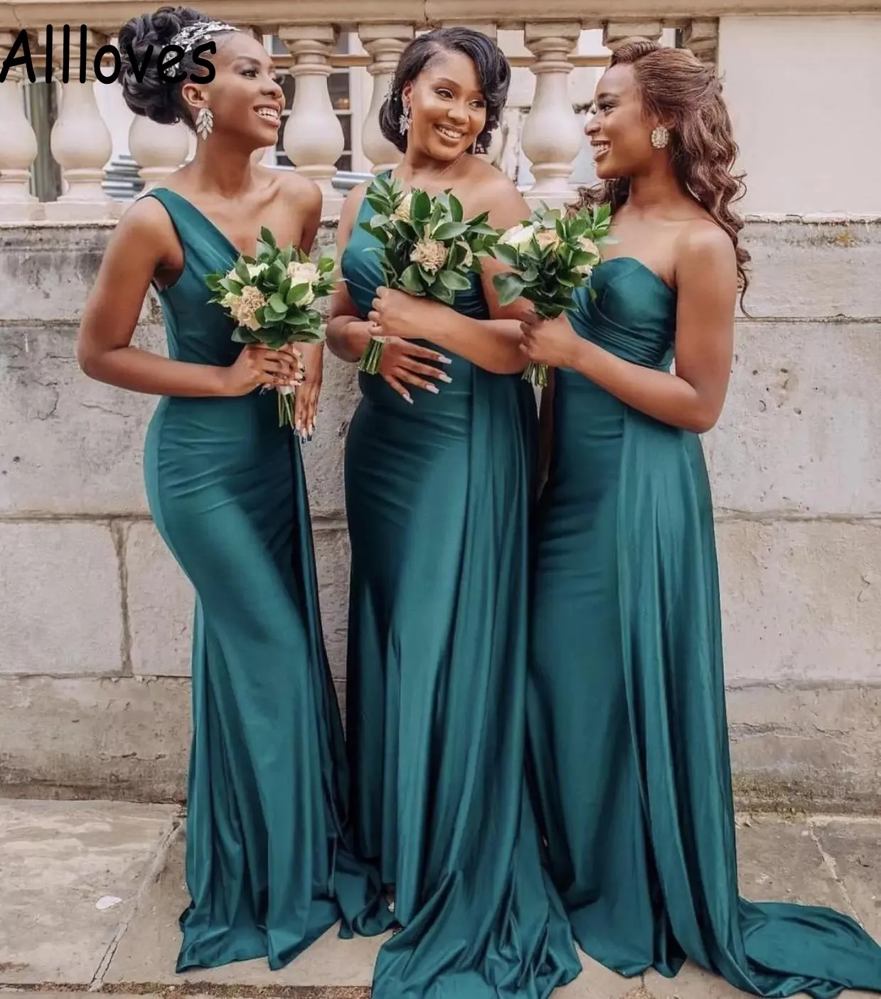 black satin bridesmaid dresses