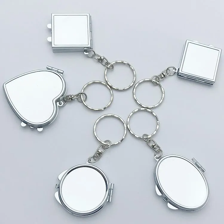 Portable Folding Mirror KeyChain Pocket Compact Makeup Cosmetic Mirror Key Ring