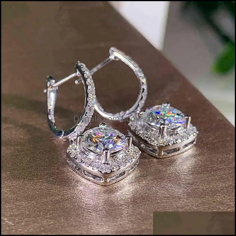Nxy Earrings Dangle Chandelier Huitan Trendy Square Shape Brilliant Bride Engagement Bruiloft Jewelry Elegant Female Earring Fine Poison