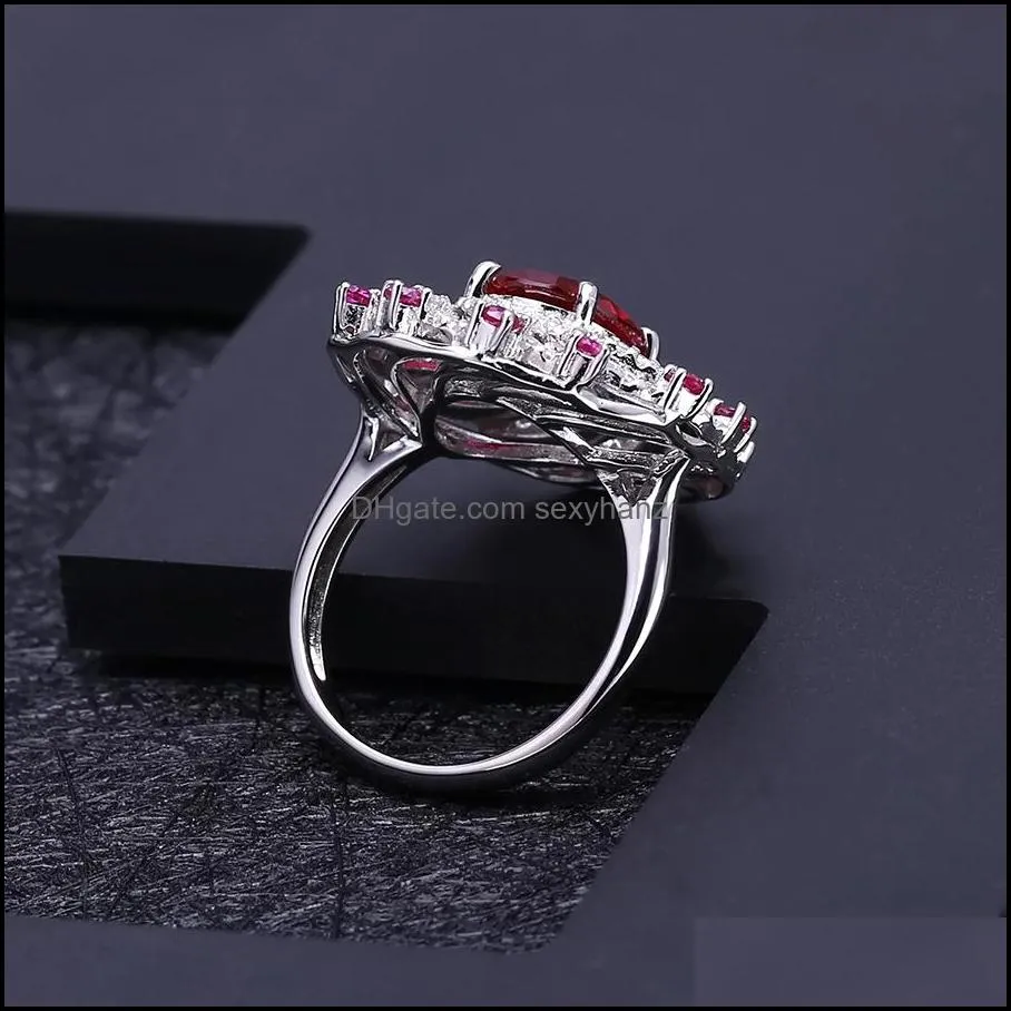 s925 silver Band Rings customizable gemstone wedding-ring ladies high-end temperament red corundum crystal rich gas field fashion palace version designer