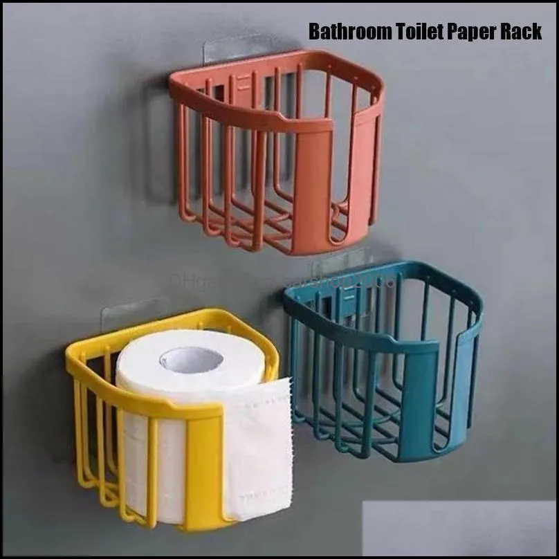 bathroom toilet paper rack home adhesive organizer rack storage no-drill leachate capacity holder pae13830