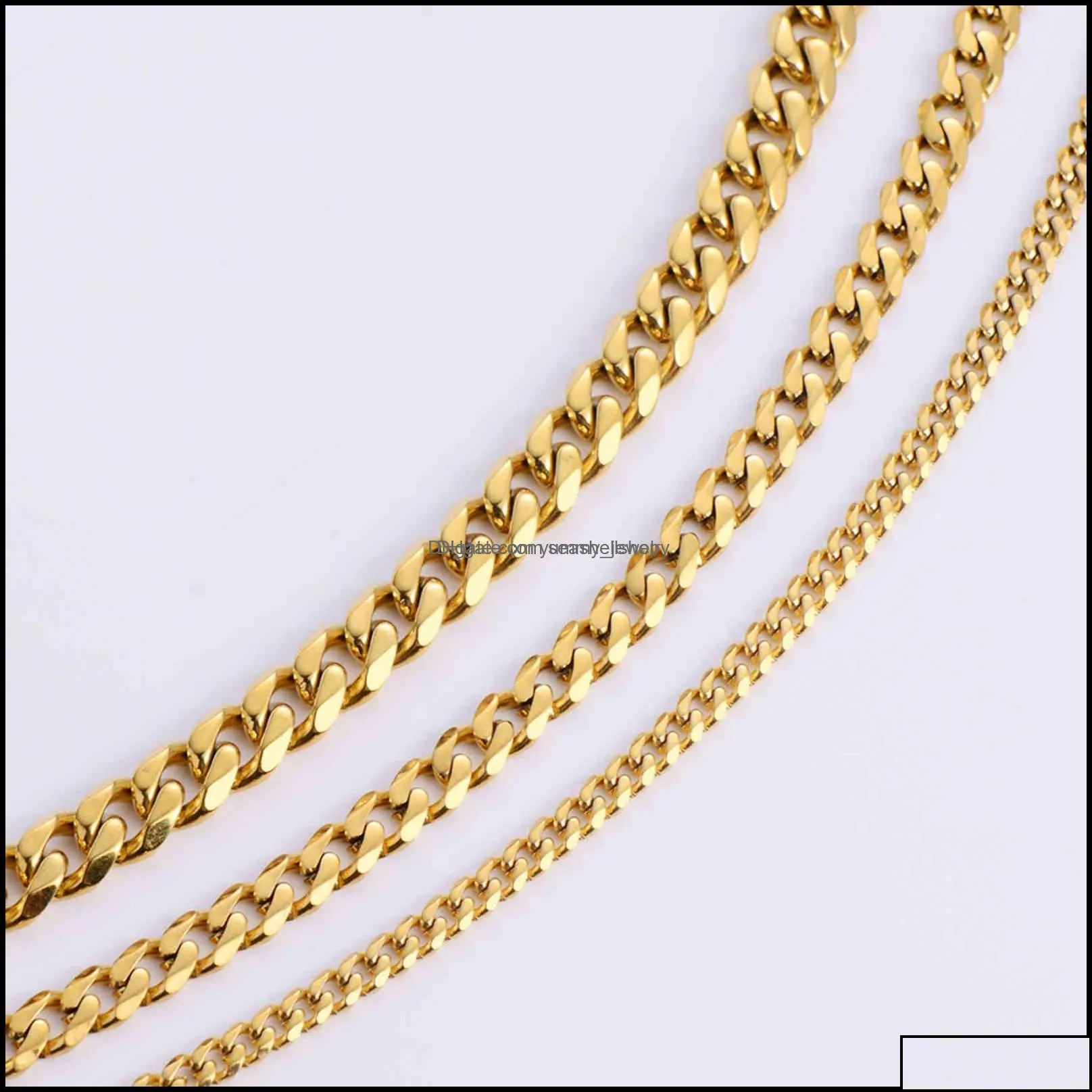 Wholale Hip Hop Womens Men Necklac Cadenas Cubanas 18K Gold Plated Thick Cuban Link Chain Stainls Steel Drop Delivery 2021 Pendant