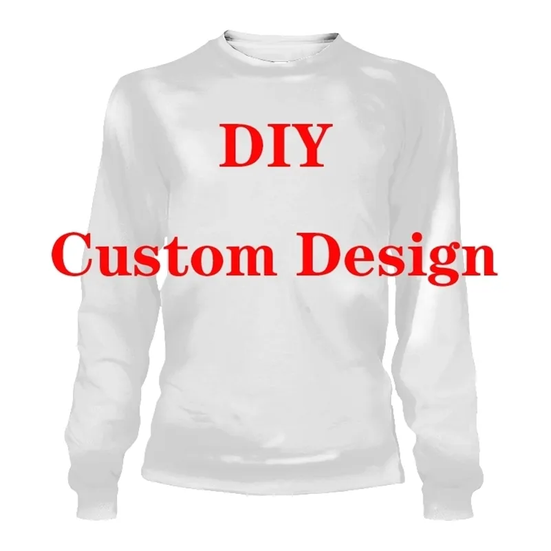 DIY Custom Design 3D Polyester Print Anime Sweatshirt Men Long Sleeve Women Topps O Neck Pullover Leverantörer för Drop Shipper 220708