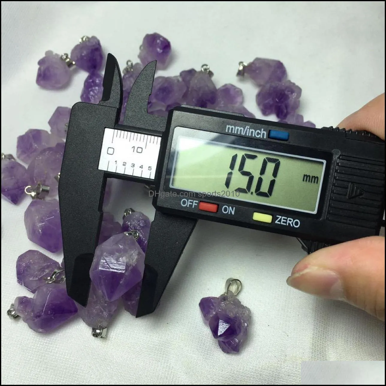 natural stone amethyst crystal irregular shape charms pendant for jewelry making bul sports2010