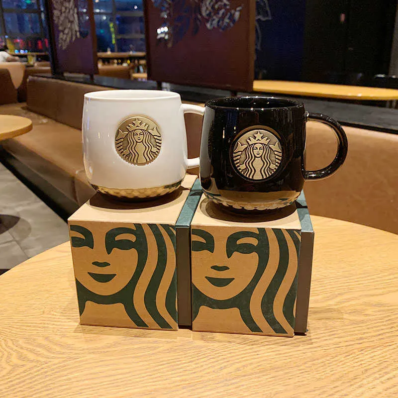 Starbucks Mug Classic Black And White Goddess Bronze Medal Ceramic Coffee Cup  Gift Box For Cup Water Cup Large Capacity From Nstarbuckscup, $19.81