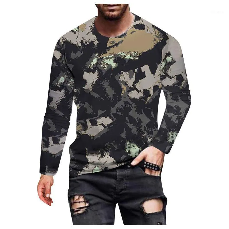 Men's T-Shirts 2022 Autumn Mens Oversized Vintage Tie Dye Long Sleeve T Shirts Fashion Harajuku Ethnic Printed O Collared Tee Top Hombre