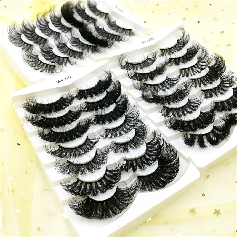 7 paren Russische strip Fluffy Curl valse wimpers 6d 25 mm dramatische lange multipack zachte volume oog lashes