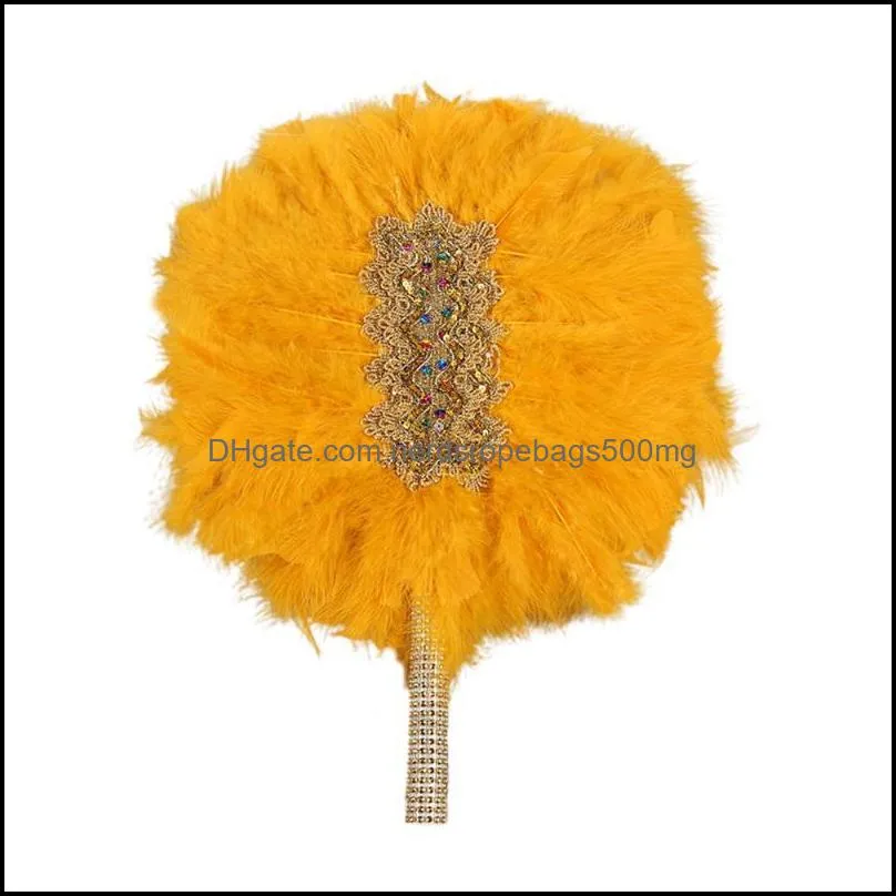 Other Home Decor Bride Bridesmaid Feather Hand Fan Po Props 52cm X 45cm Festive Supplies Multicolor Handmade Double-sided African