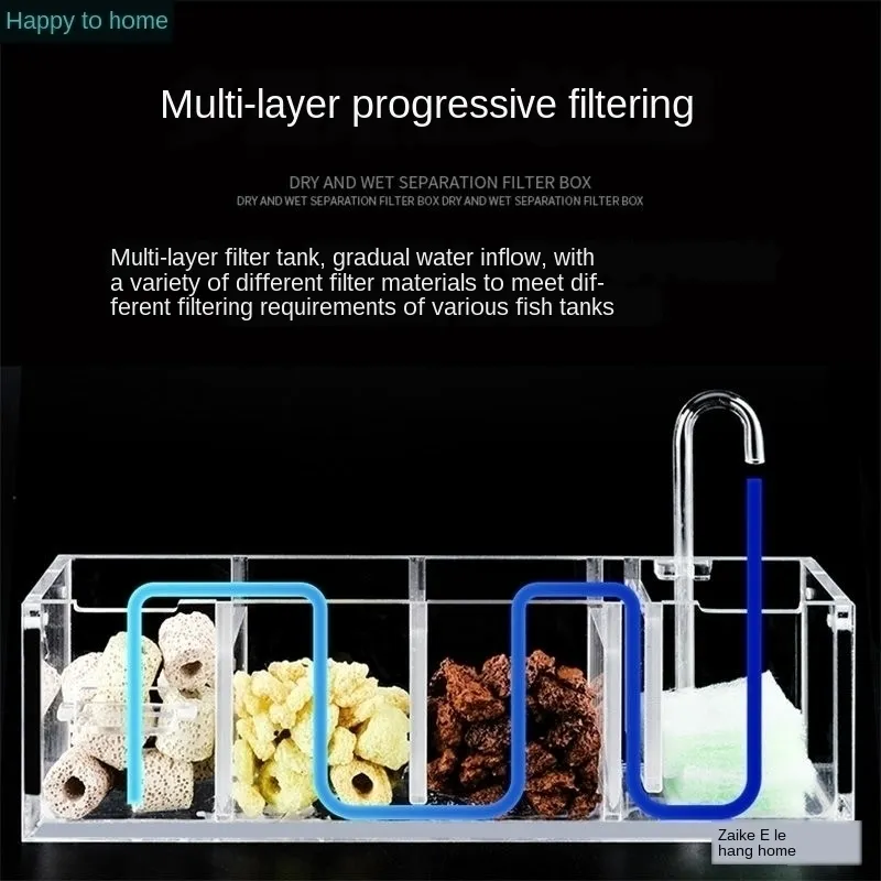 Fish tank rium topmounted external filter drip overflow box wall hanging type water purifier Y200917