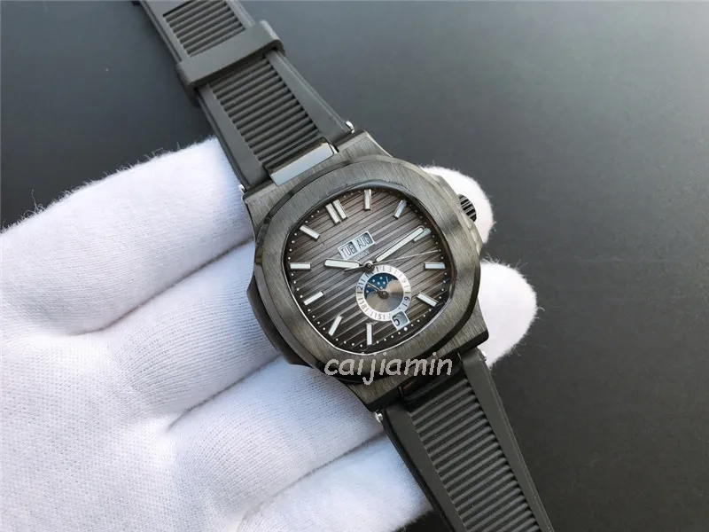 Caijiamin - メンズ自動機械式時計メンズ腕時計ブラックケースラバーストラップビジネスカジュアル腕時計