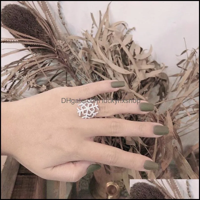 cluster rings kofsac trendy excellent 925 sterling silver ring for women jewelry shiny zircon snowflake girl gifts christmas