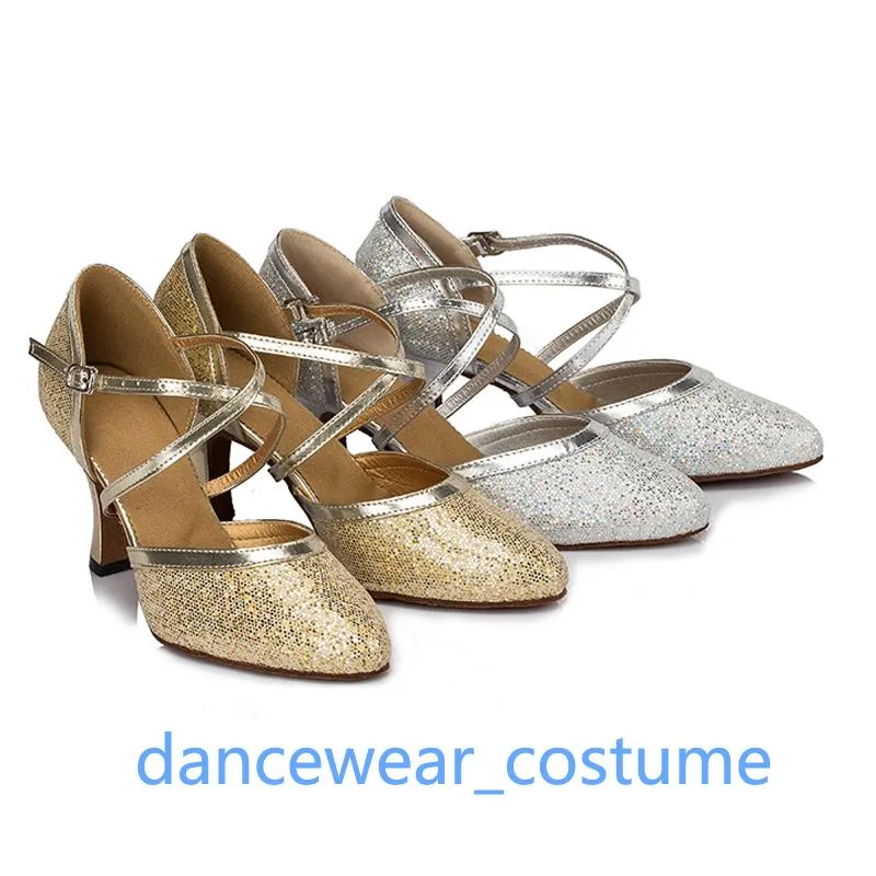Kleding schoenen vrouwen pailletten hoge hakken sandalen dansen dames feest balzaal latin tango moderne salsa oefening dance 2colorsdress