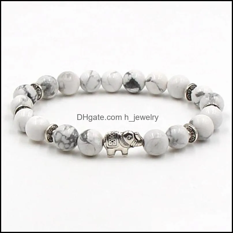 white turquoise stone bracelet elastic bangle pulseira feminina men elephant buddha beads bracelets hjewelry