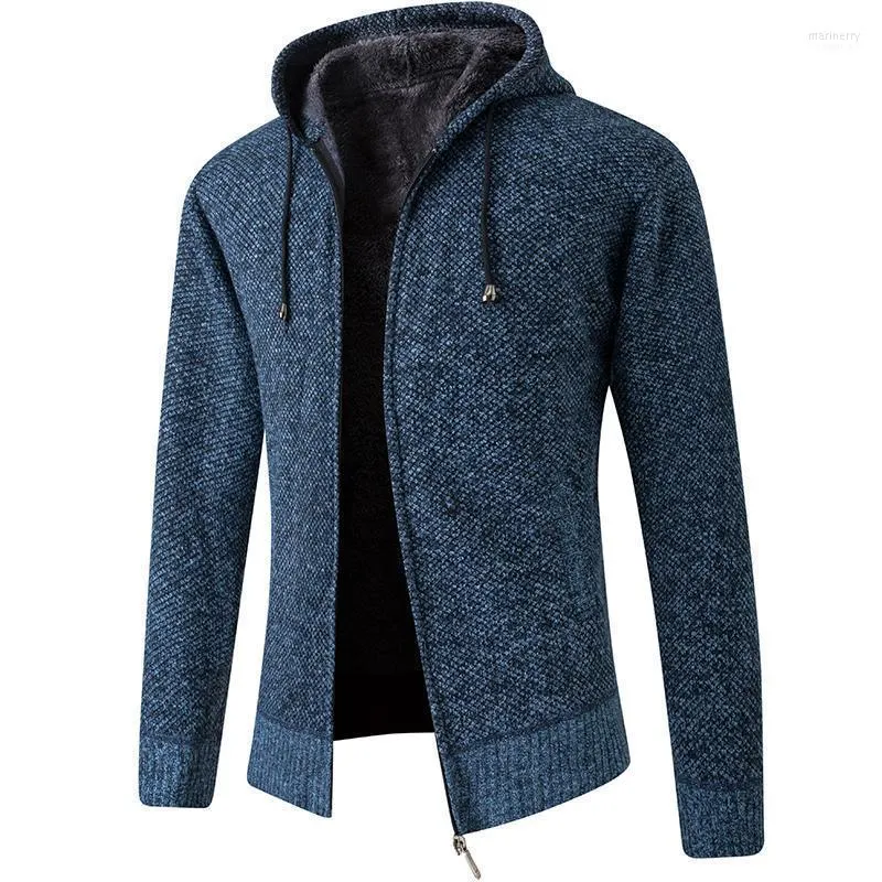 Męskie swetry M-4xl Męskie swobodne z kapturem Zip Up Bluza Streetwear Knitwear Męski płaszcz Męs