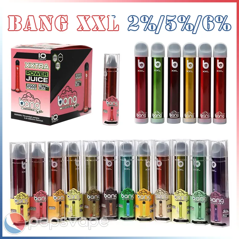 Bang XXL 2000 Puffs 2% 5% 6% Disposable Vape Pen E Cigarette With 800mAh Battery 6ml Prefilled Cartridge Pods XXtra Vapor Kit Wholesale