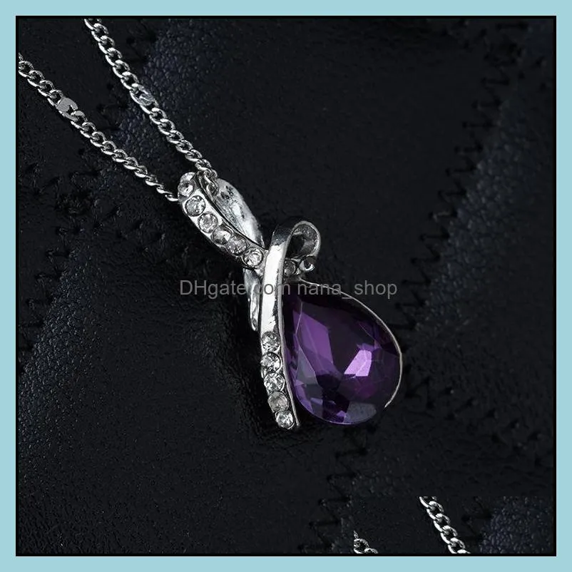 Luxury Austria Crystal Tears of Angels Necklaces Water drop shape Pendant Silver plated chains For women Fashion Jewelry Gift