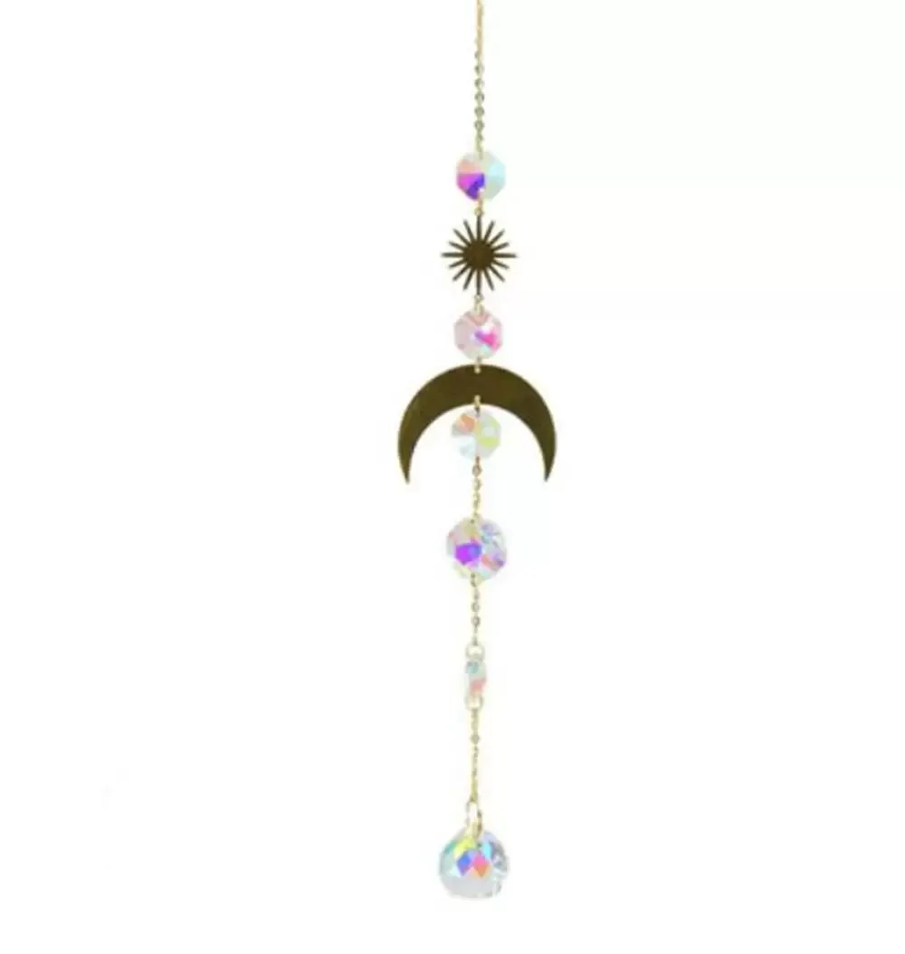 Home Party Decoration Colorful Crystals Suncatcher Hanging Sun Catcher with Chain Pendant Ornament Crystal Balls for Window