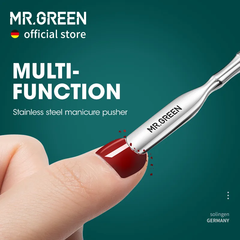 MR.GREEN Cuticle Pusher Double Ended Nail Polish Remover Manicure Tool Dirt Cleaner Stainless Steel Dead Skin 220510