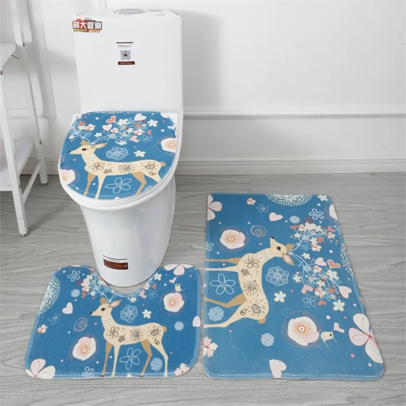 3 pezzi/set tappetino da bagno WC morbido antiscivolo 3 pezzi tappeto doccia tappeti coperchio copertura pavimento s 220401