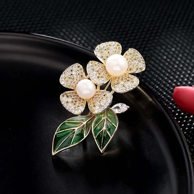 Luxury Large Size Colorful Crystal Brooch Pearl Brooches Pin Women Clothing  S