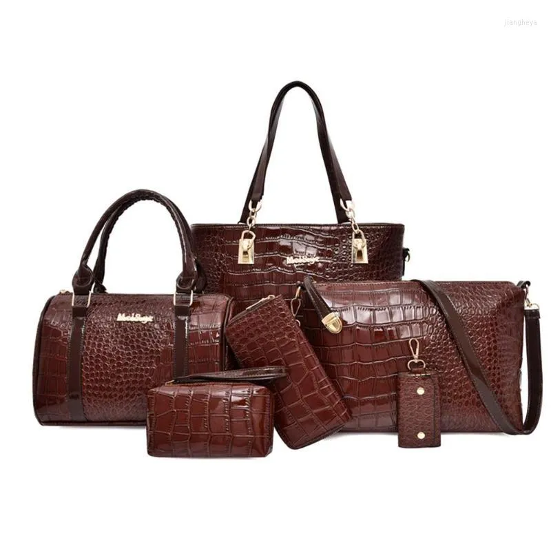 Sacs de soirée 6 pièces/ensemble Alligator motif épaule sacs à main pochette en cuir femmes carte mode dames couleur unie luxe sac à main soirée