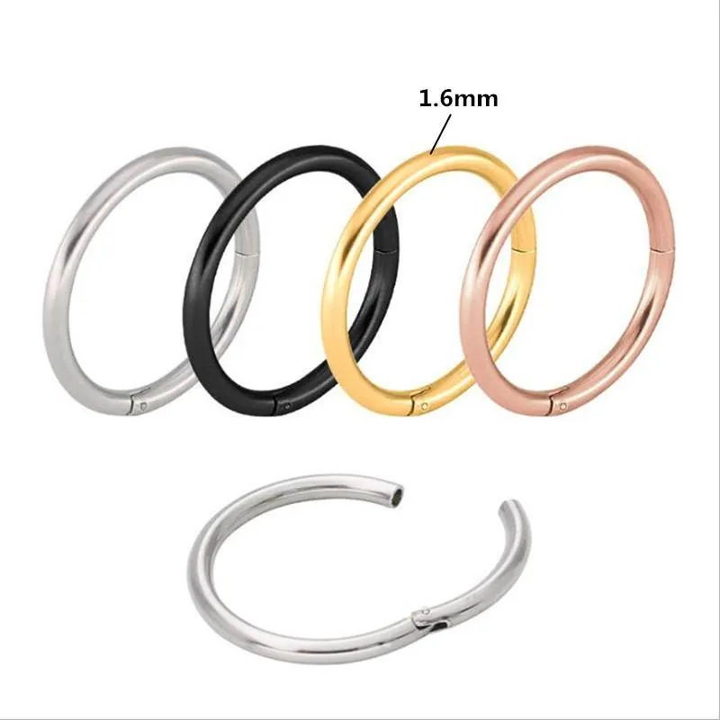 Hoop & Huggie Shi06 316 L Stainless Steel Men 1.6mm Circle Earrings Vacuum Plating Good Quality No Easy Fade Allergy Free Many Size ColorHoo