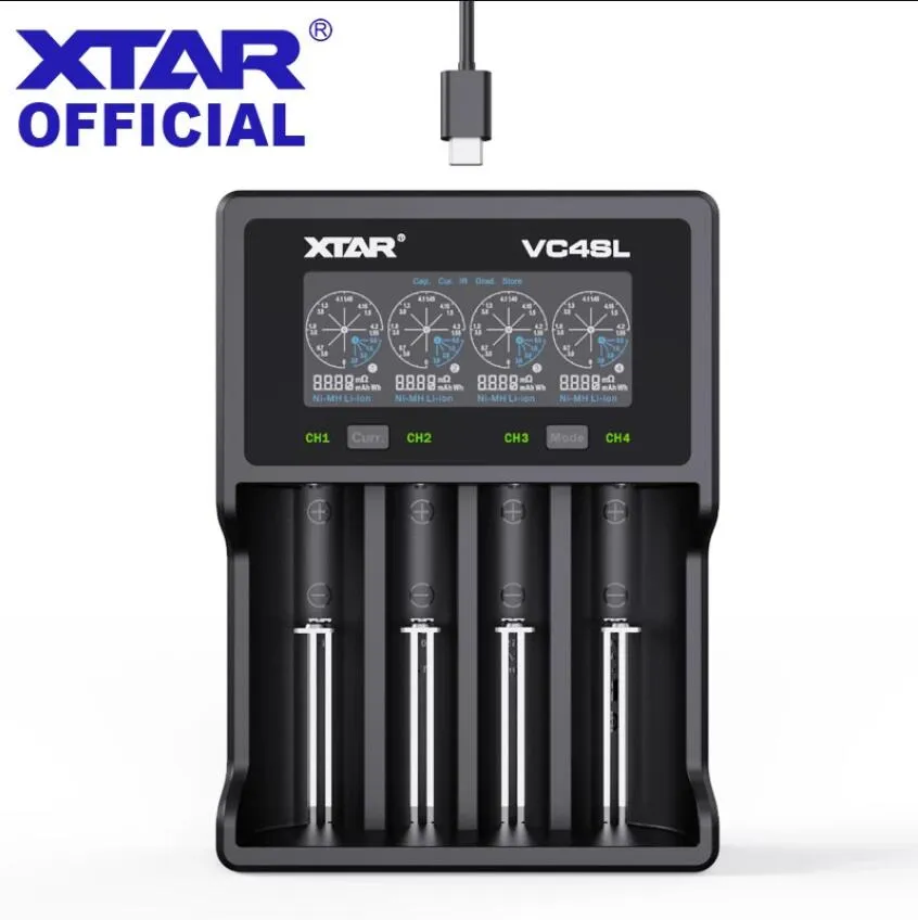 XTAR 18650 Battery Charger VC4SL USB Type C QC3.0 Quick Charge 1.2V AAA AA Rechargeable Lithium Batteries 21700 Fast Charger