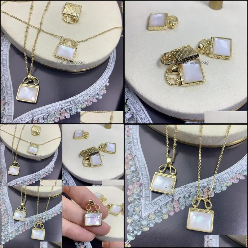 pendant necklaces 5pcs/lot small bag mother-of-pearl necklace female clavicle chain ins cold wind simple temperament white jewelry