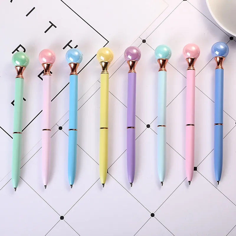 Nouvelle arrivée Pearl Metal Ballpoint Pens Queens Crutch Pen School Office Supplies Signature Business Pen Student Gift W0