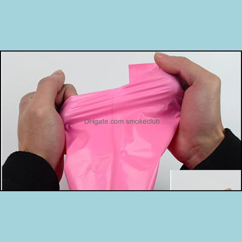 17*30cm Pink poly mailer shipping plastic packaging bags Lot products mail by Courier storage supplies mailing self adhesive package