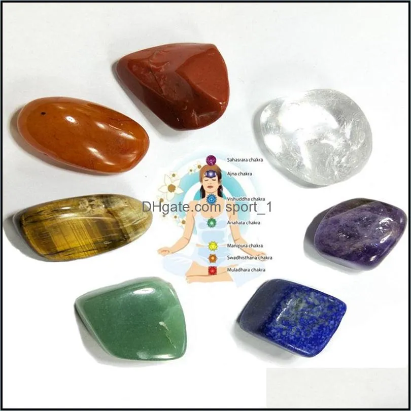 7pcs/set reiki natural stone tumbled stone irregular polishing rock quartz yoga energy bead for chakra healing decoration