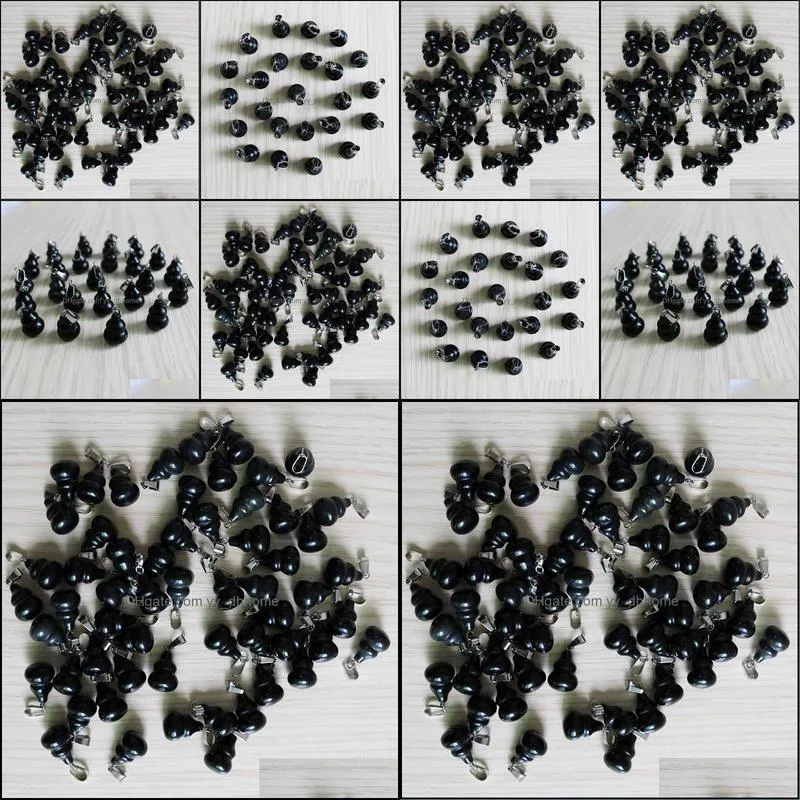 wholesale 50pcs charm obsidian natural stone gourd shape pendant diy jewelry making for earrings holiday gift